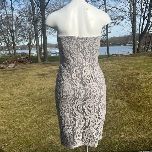 Suzi Chin Maggy Boutique lovely lace strapless dress 10-12 - Picture 4 of 11
